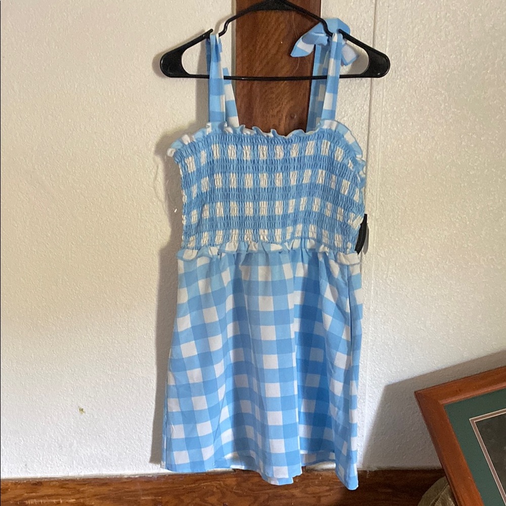 As U Wish Blue and White Sleeveless Sundress